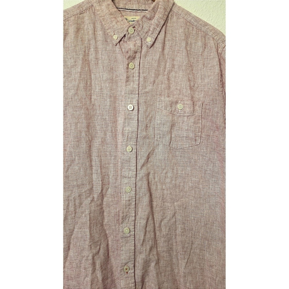 Washable Linen Blend Button Up Pink Size Medium Coastal Beach Resort - Picture 6 of 7